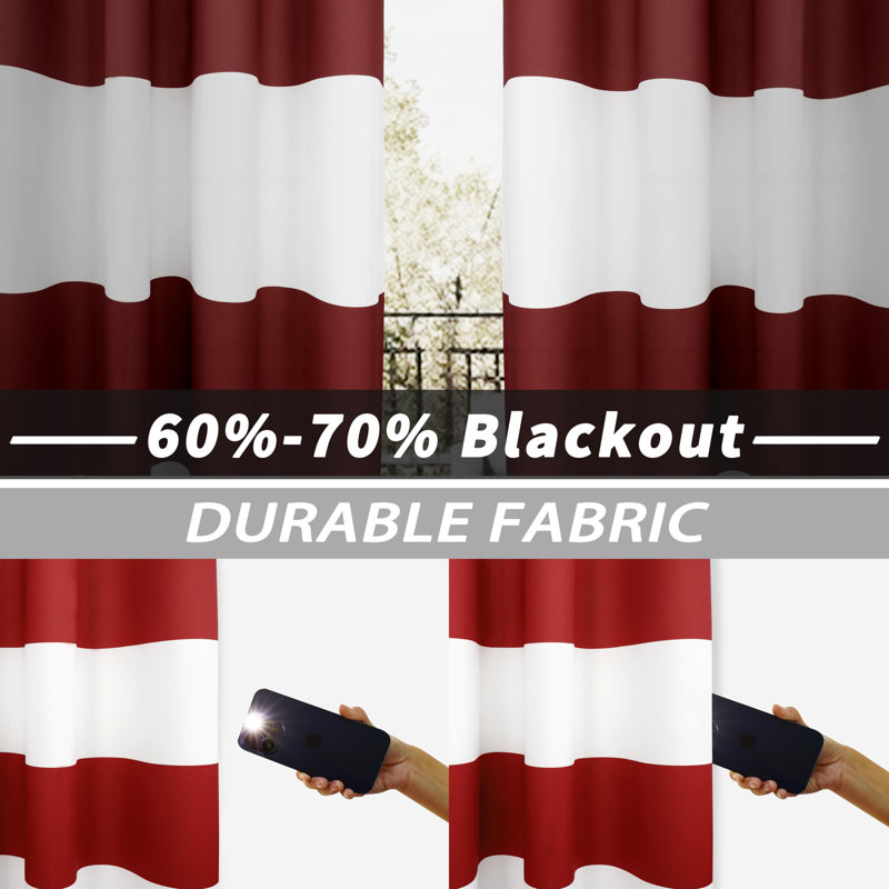 Eastcote Striped Room Darkening Grommet Curtains, Red, 52" W x 96" L