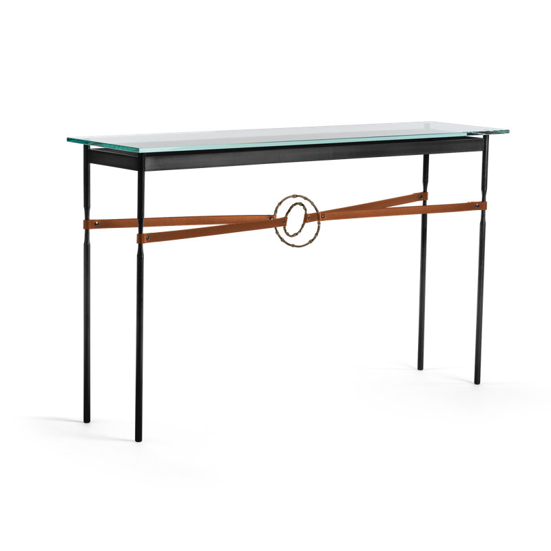 Console Equus, Or doux, Noir, Cuir brun britannique
