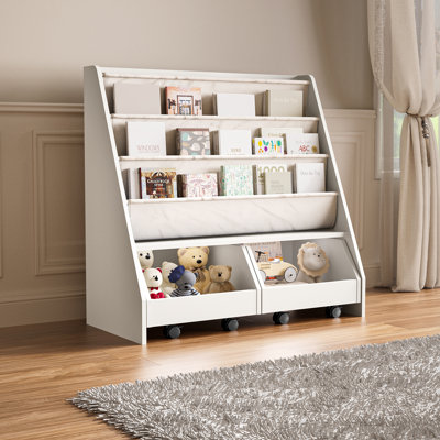 Kids Standard Bookcase Storage Shelving Unit With Wheels by Isabelle & Max
