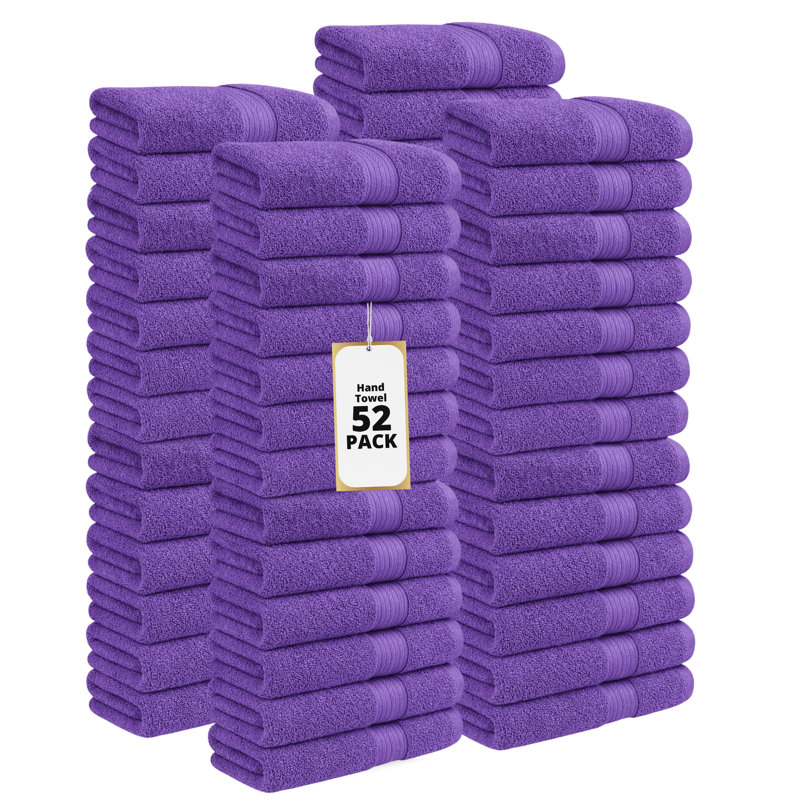 Serviette 100% coton 600 g / m² 18 x 28 po, Mauve, Hand Towels- 52 Pack