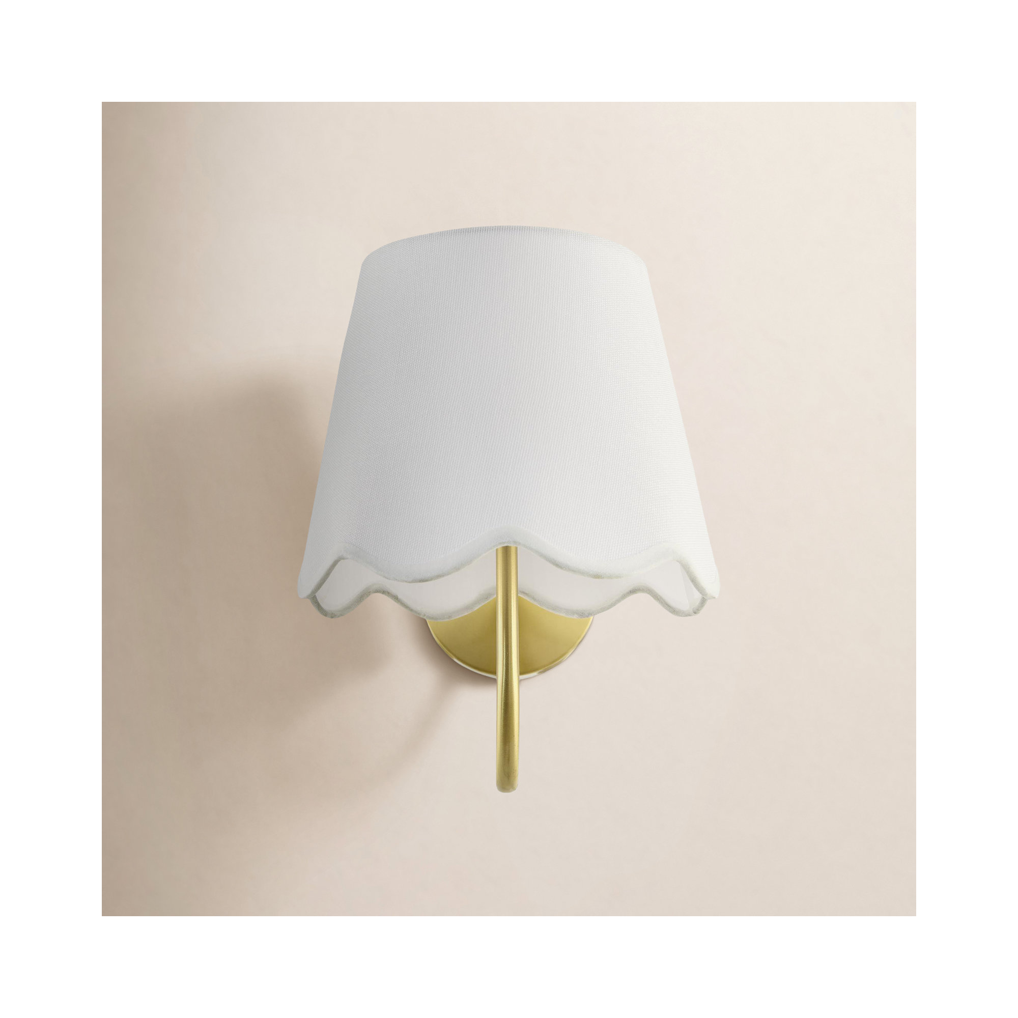 1-Light Iron Wall Sconce with Linen Shade , Brass