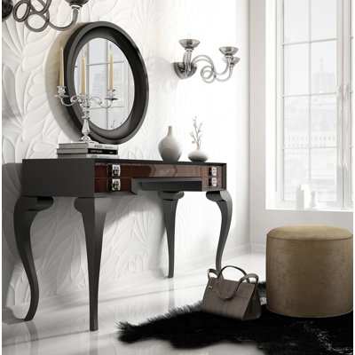 Ensemble de meuble-lavabo en bois massif avec miroir de maquillage de chambre Kirkwood