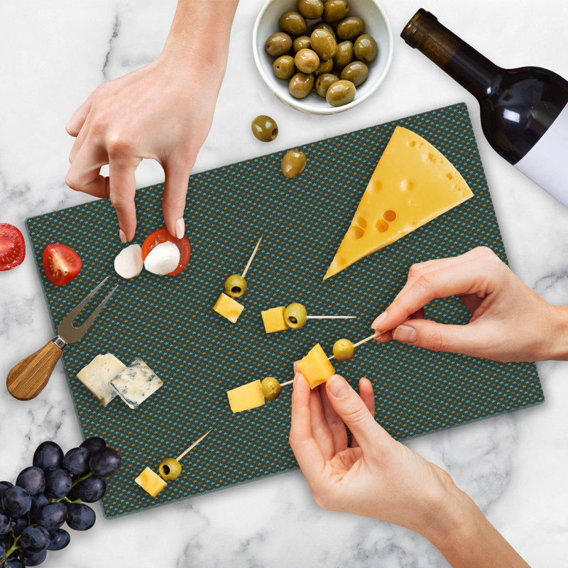 Ambesonne Star Cutting Board Large Size Symmetric Little Pattern Multicolor