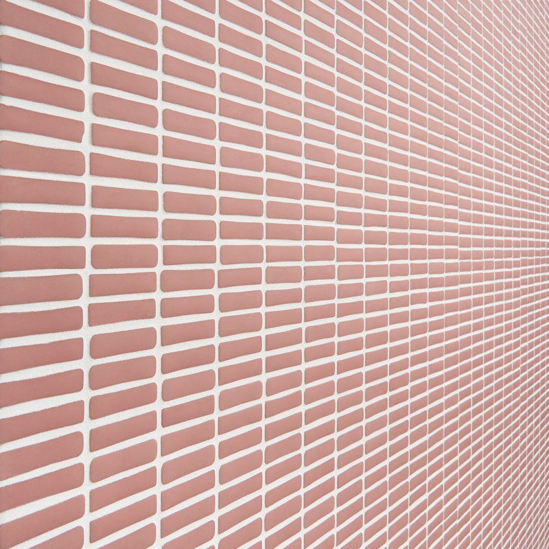 Vetro 11.73 In. X 11.88 In. Mini Brick Frosted Glass Mosaic Floor And Wall Tile (13.44 Sq. Ft. / Each), Pink