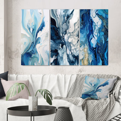 «Blue and Gray Ethereal Elixir V», 3 pièces sur toile