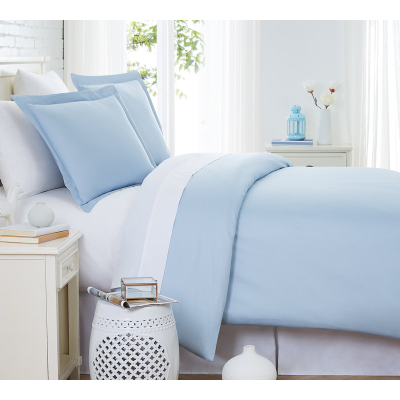 Classic Collection Cotton Duvet Cover Set, Blue, Queen Duvet Cover + 2 Standard Shams