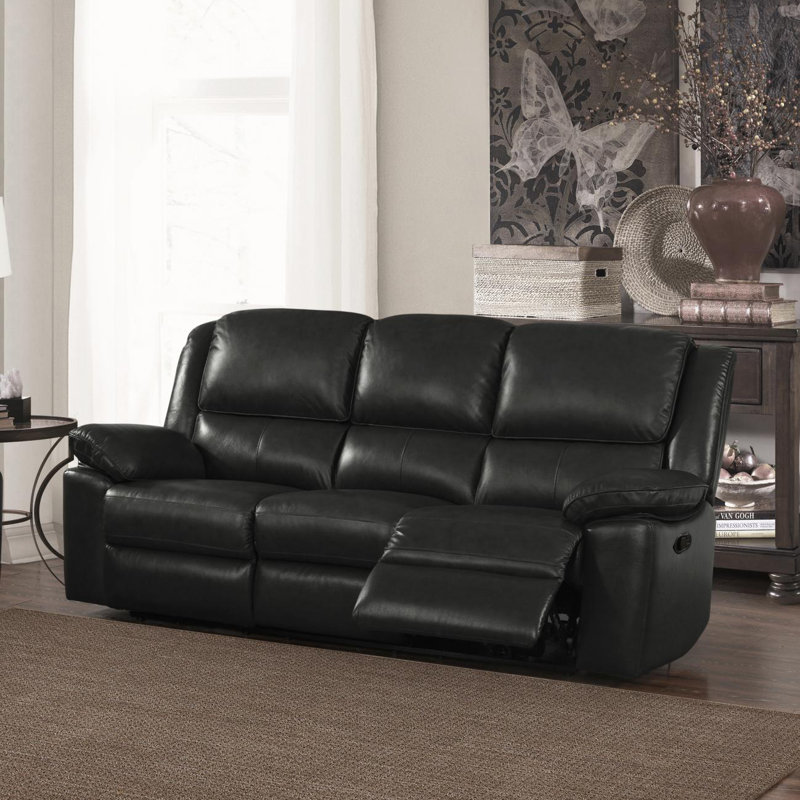 Colegrove Faux Leather Reclining Sofa, Black