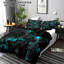 Ensemble de housse de couette en microfibre à motif géométrique bleu sarcelle et noir avec taies d'oreiller, devant à motif de blocs d'impression numérique avec dos noir uni, literie réversible, lit simple, édredon et coussins non inclus-122001163-122001164