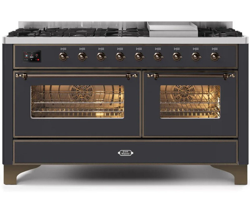 Cuisinière à gaz double autoportante 60 po 5,02 pi³ avec plaque chauffante Majestic II, Propane liquide