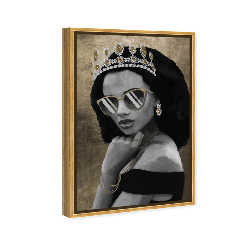 Princesse dorée - peinture sur toile, H 24 po x l 16 po, Toile encadrée d'or