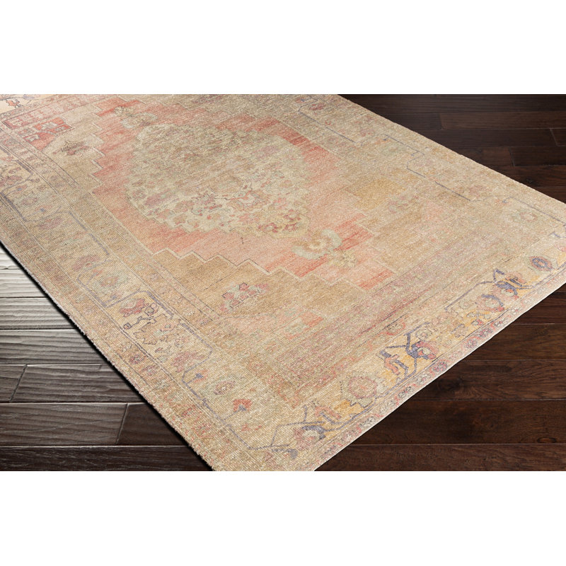Tapis oriental touffeté à la main beige / corail Houston Lutterworth Houston, Rectangle 2 pi x 3 pi