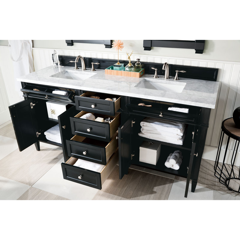 Brittany 72'' W Double Bathroom Vanity Base, Bright White