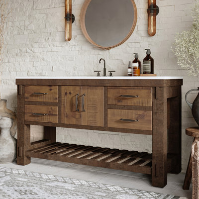 Meuble-lavabo simple 60 po avec plateau en quartz Bromley