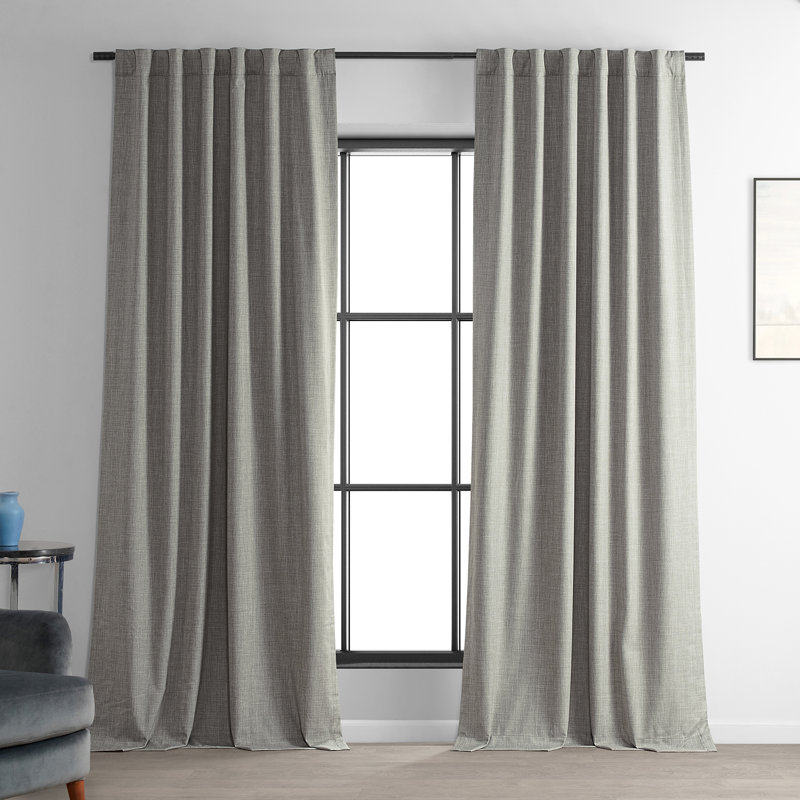 Performance Linen Hotel Blackout Indoor Single Cur Blackout Curtain Single Panel, 50" W x 96" L, Light Gray