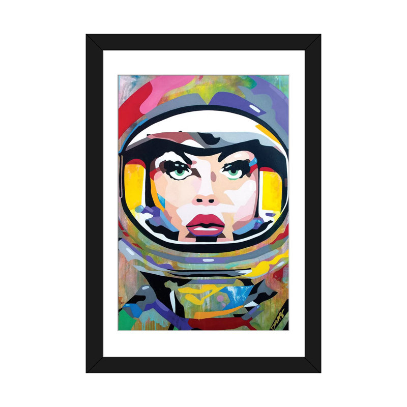 « space fille », reproduction d’art sur toile, H 24 po x l 16 po x P 1 po, Papier d'art encadré noir, Blanc
