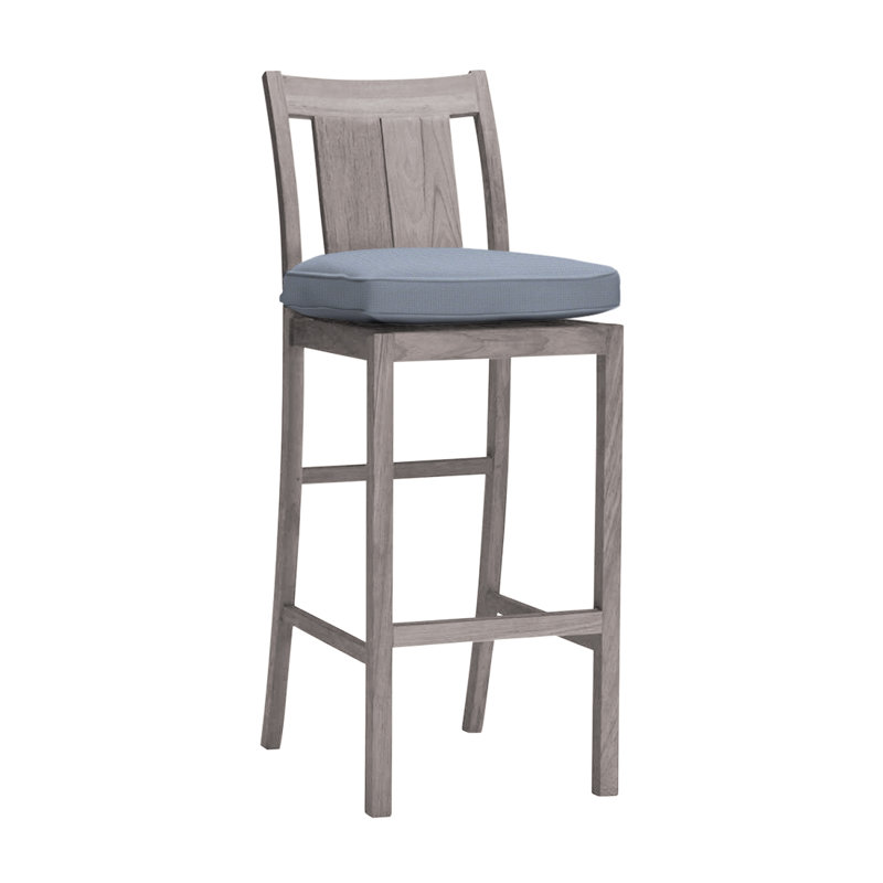 Tabouret de bar 30 po Croquet, Welt, Huître teck, Sunbrella® ‑ Arbor Chambray colombe