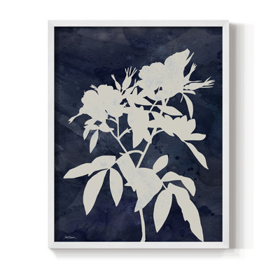 «Indigo Botanical I», reproduction encadrée - bois massif