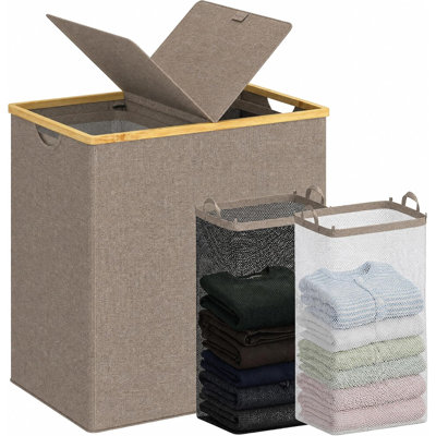 Panier à linge double 140L avec couvercle