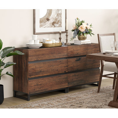 Aadam Dresser For Bedroom, Closet Organizers And Storage With 6 Drawers, Chest Of Drawers With Metal Base, Modern Wood Dresser For Living Room, Bedroom