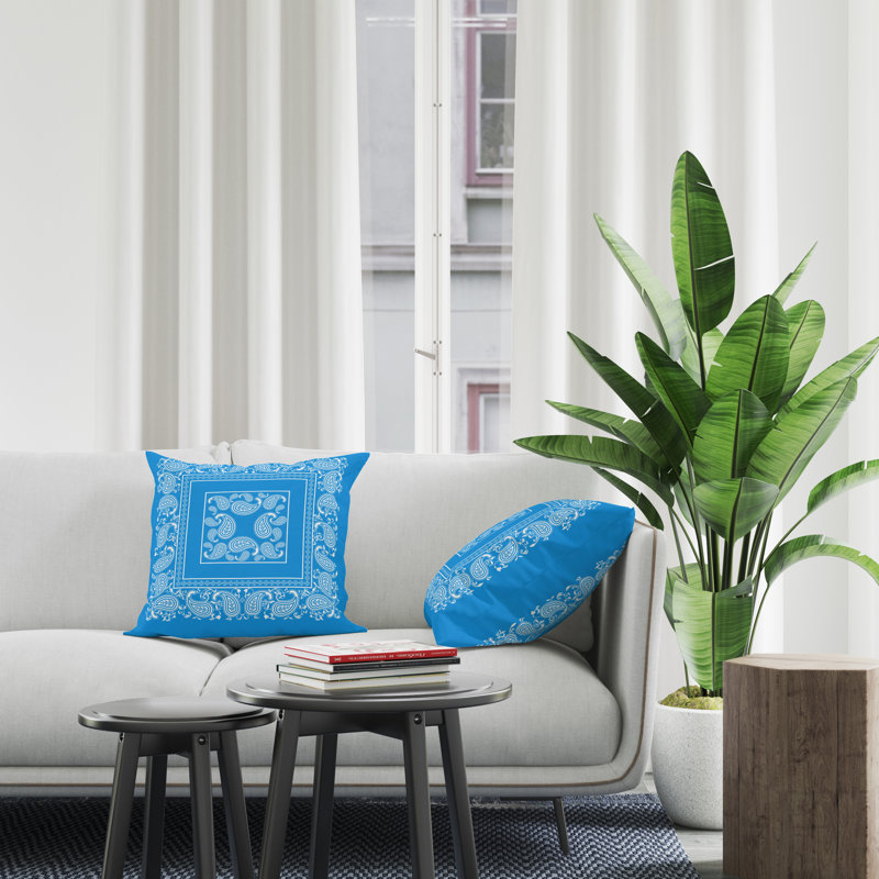 Housse et insert de coussin décoratif en polyester, L 15 po x H 15 po, Bleu