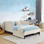 Structure de lit double tapissier pleine grandeur avec 2 tiroirs de rangement-334096058-334096057