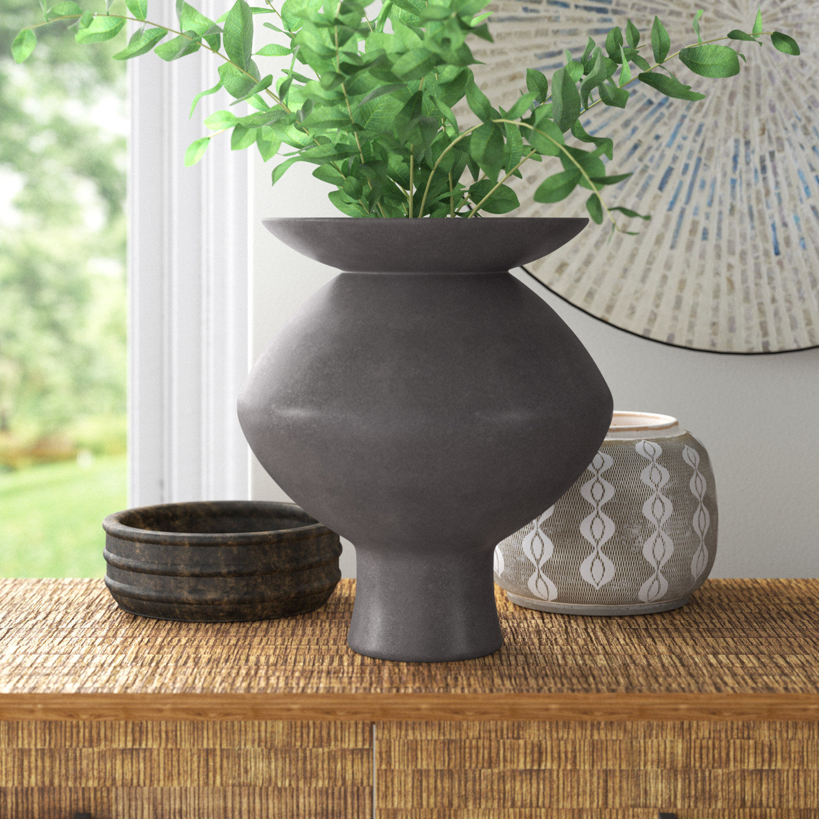 Palermo Ceramic Table Vase, 13.5" H x 12" W x 12" D