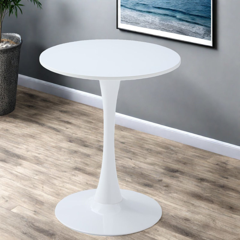Modern Round Dining Table, White Mdf Tulip Base For Kitchen