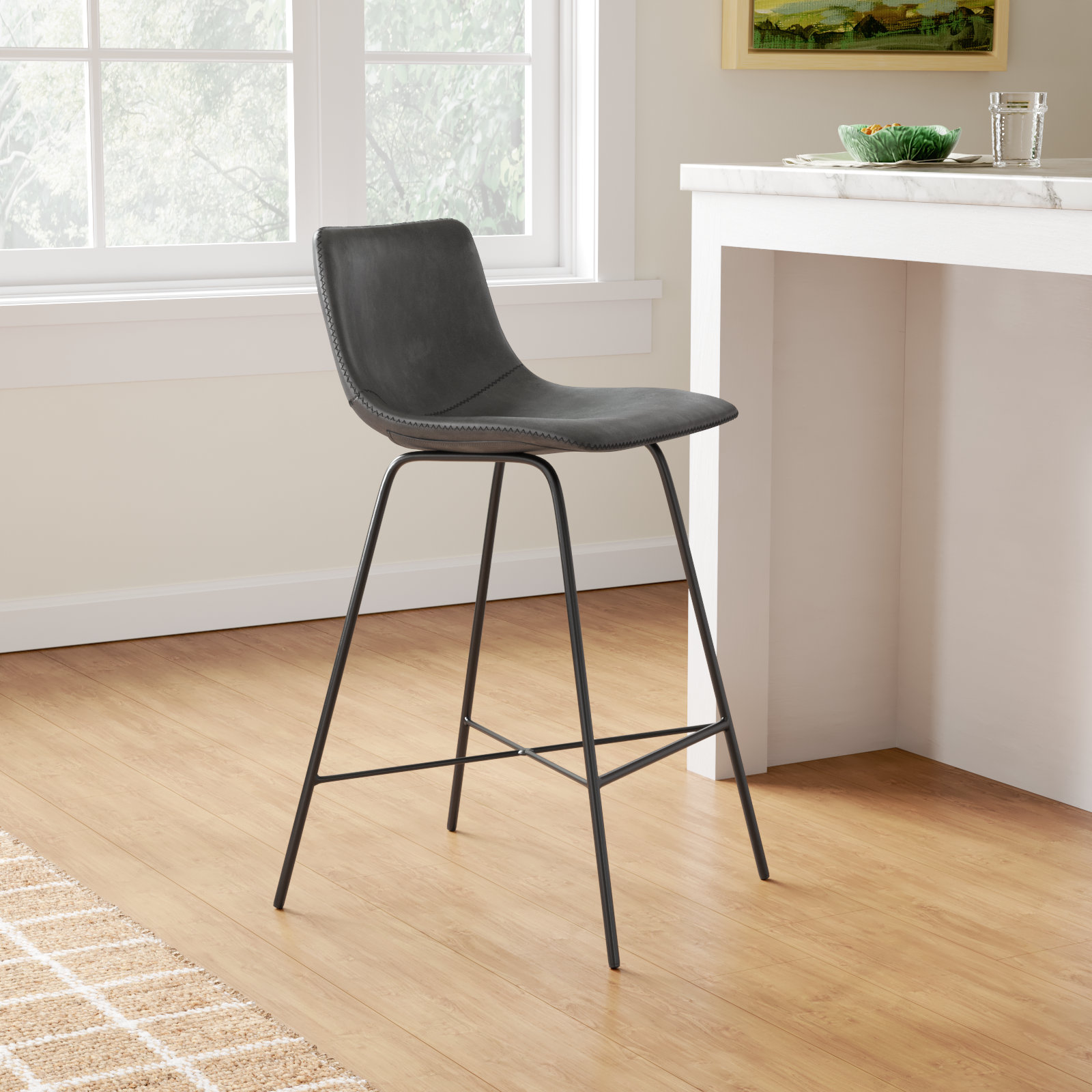 Paxton 24" Bar Stool, Dark Gray