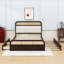 Lit plateforme grand Bayla avec coussin de tête de lit rembourré, lit gigogne simple TG, rangement pour tiroir-1254162555