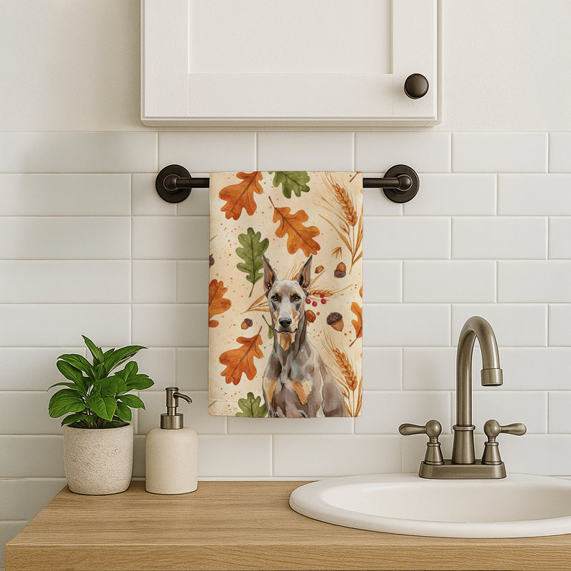 Heirloom Fall Kitchen Towel, Fawn Doberman Pinscher