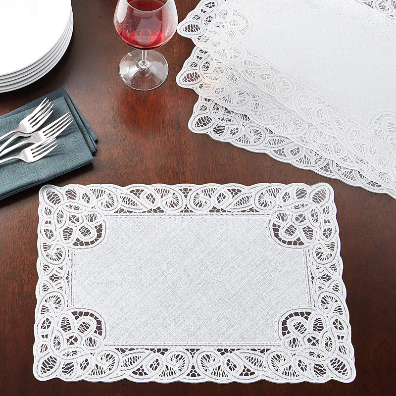 Huston Vinyl No Pattern Rectangle Placemat, Ivory
