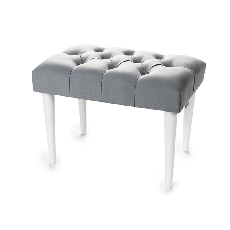 Upholstered Bench, Grey/White, H40 x W45 x D30cm