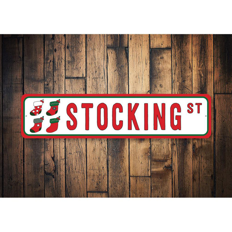 Enseigne en aluminium Stocking Street, H 4 po x l 18 po x P 0,04 po