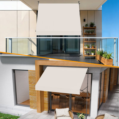 HOMEDEMO Manual Retractable Awning, 59"W x 118"H Retractable Side Bar 47-59", NO Drilling Awings for Backyard Garden Porch Outside Carbon gray