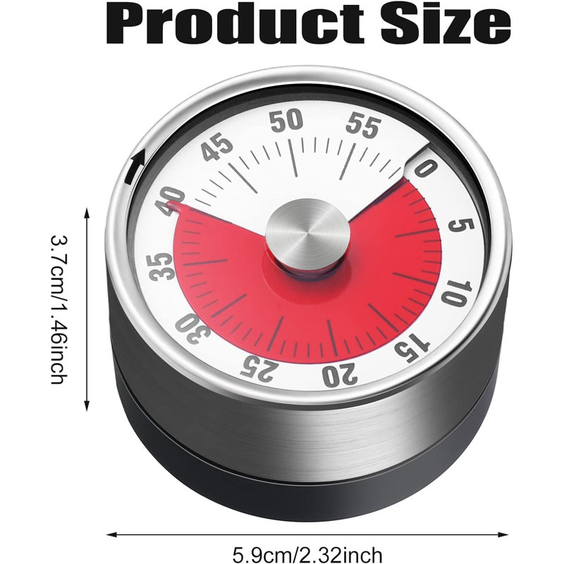 Kitchen Timer Magnetic, Visual Timer for Kids,60-Minute Visual Countdown Timer with Loud Alarm, White