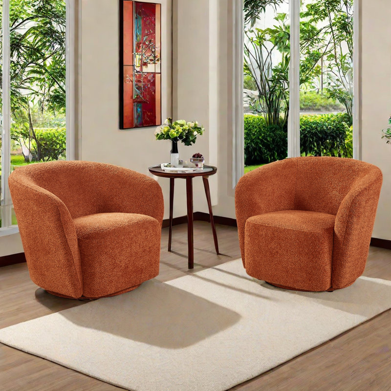 Fauteuil pivotant de 31,1 po Obrain, Rembourrage en mousse rouge