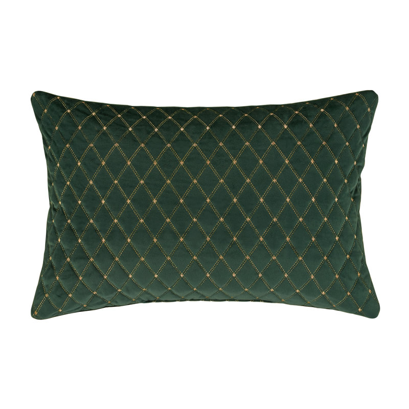 Grandeur - Evergreen Quilted Boudoir Decorative Throw Pillow, Evergreen