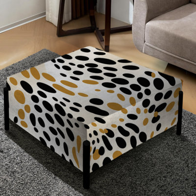Beige et noir à imprimé guépard - Simplicité - Grand repose-pieds carré géométrique