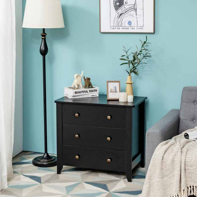 Walworth 72cm W 3 - Drawer Chest of Drawers, Black