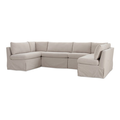 Fable Slipcover Dining Banquette U-Shape Beige 121In