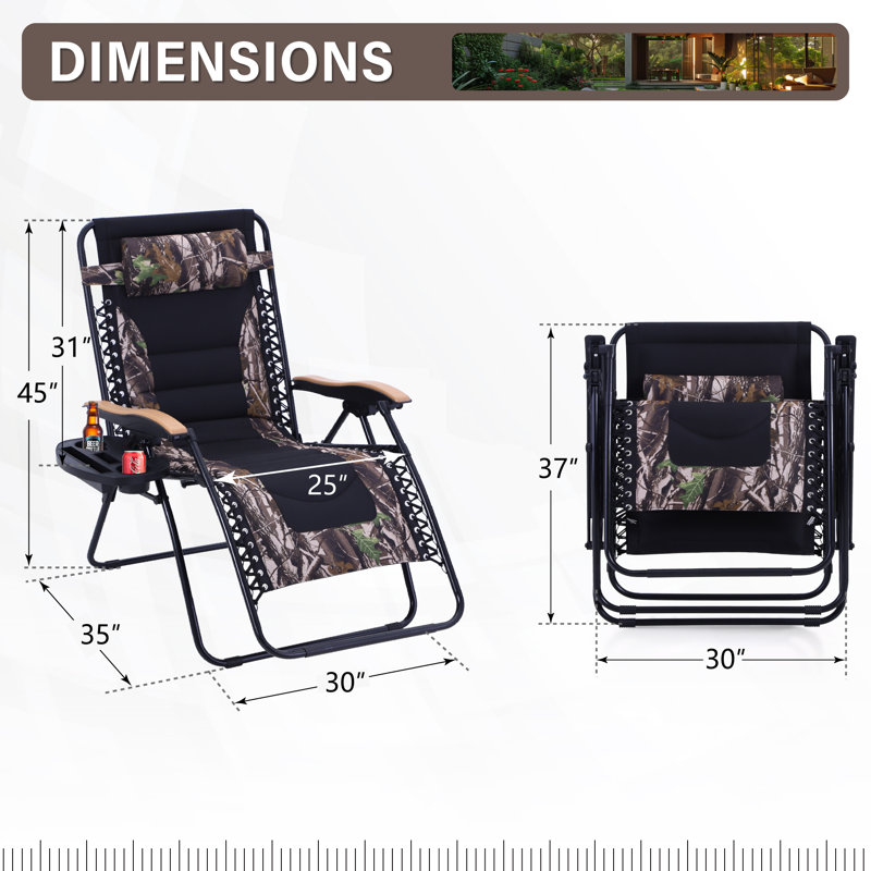 Fauteuil inclinable zéro gravité avec coussin Syril, Camouflage