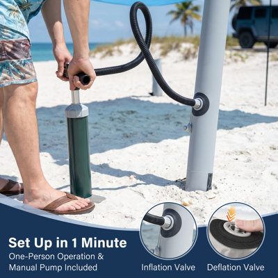 Abri de plage gonflable pour 4 à 8 personnes, grande tente de camping familiale avec protection UPF 50+, pompe et sac inclus