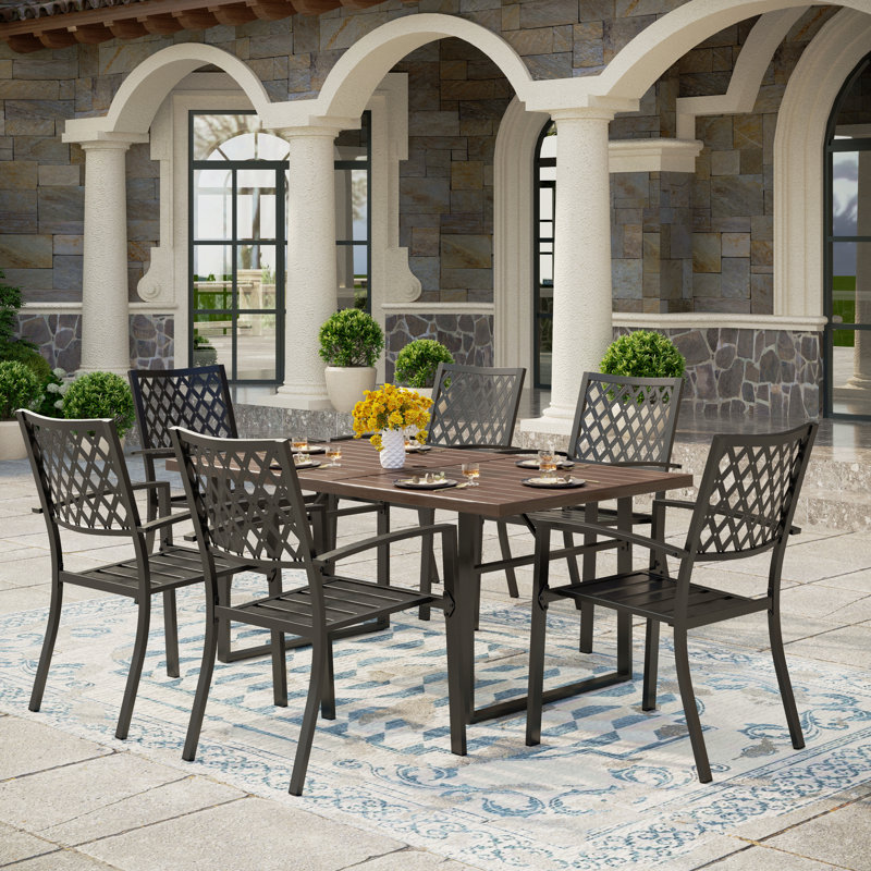 Alyah 6 - Person Patio Dining Set with Rectangular Table