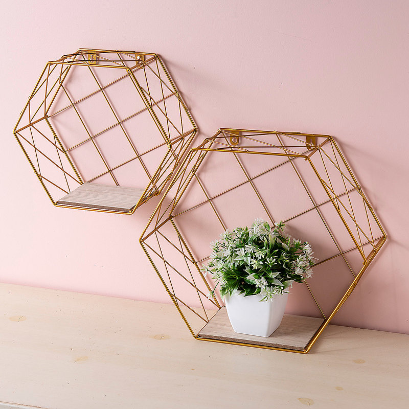 Ireles 2 Piece Hexagon Metal Accent Shelf