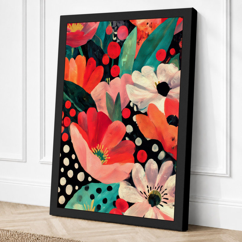 Vibrant Garden Blooms Botanical - Print, 24x16 - 61.0 x 40.6 cm, Black Border