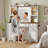 Large Vanity Desk With Mirror And Lights Girls Vanity With Power Outlet Makeup Vanity Table With Hair Dryer Rack-798980687