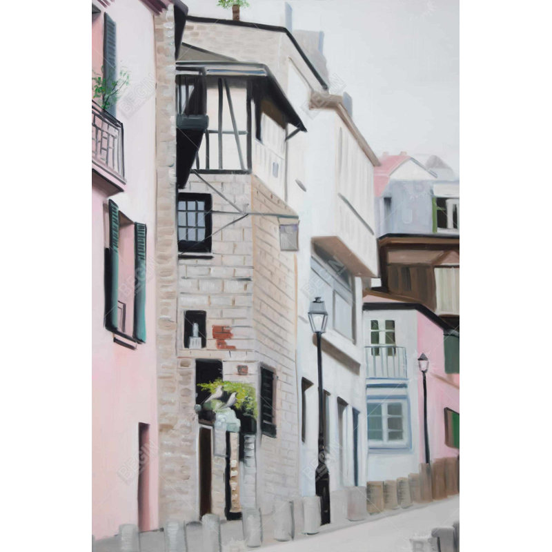 «Street in Montmartre Paris», art sur toile bâtiment exotique