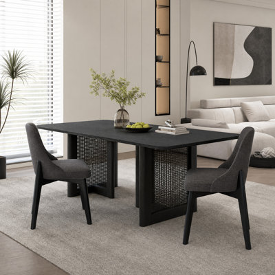 79" Rectangular Dining Table Black Kitchen Tables With 2 Dining Chairs