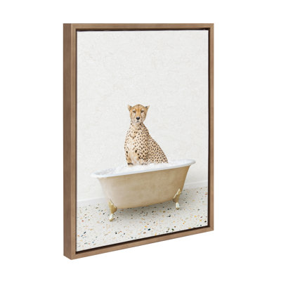 Cheetah in Terrazzo Bath by Amy Peterson Framed Canvas Wall Art Print