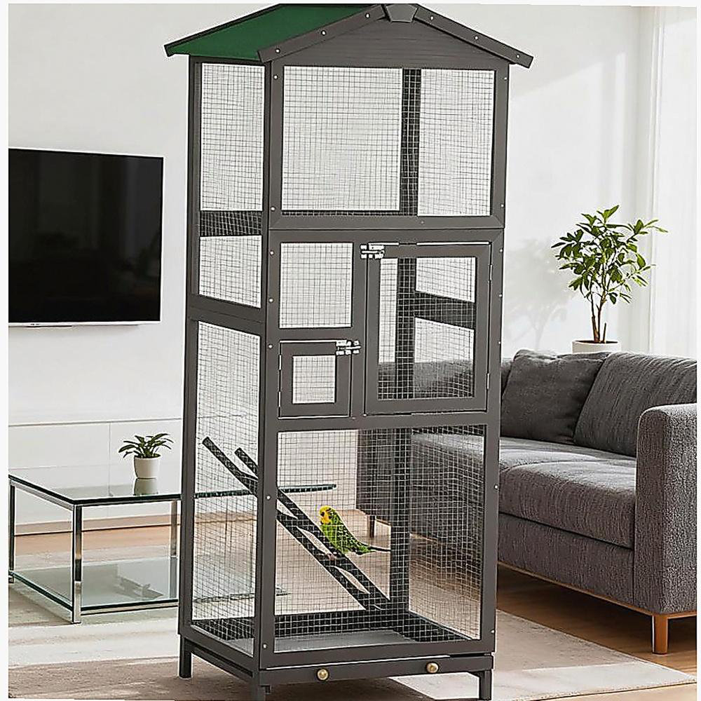 Latitude Run® Indoor and Outdoor Aviary House,Wooden Bird Cage,with ...